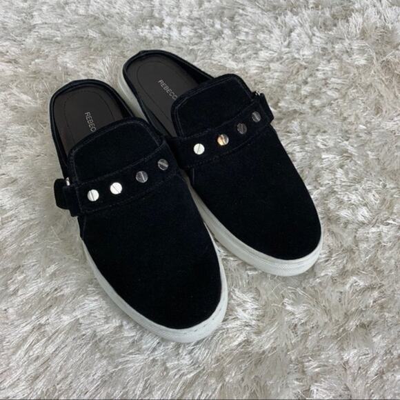 Rebecca Minkoff Suede Slides Black 9 - Picture 8 of 8